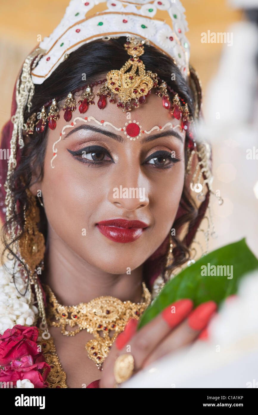 Subho Drishti ceremony in Bengali wedding Stock Photo