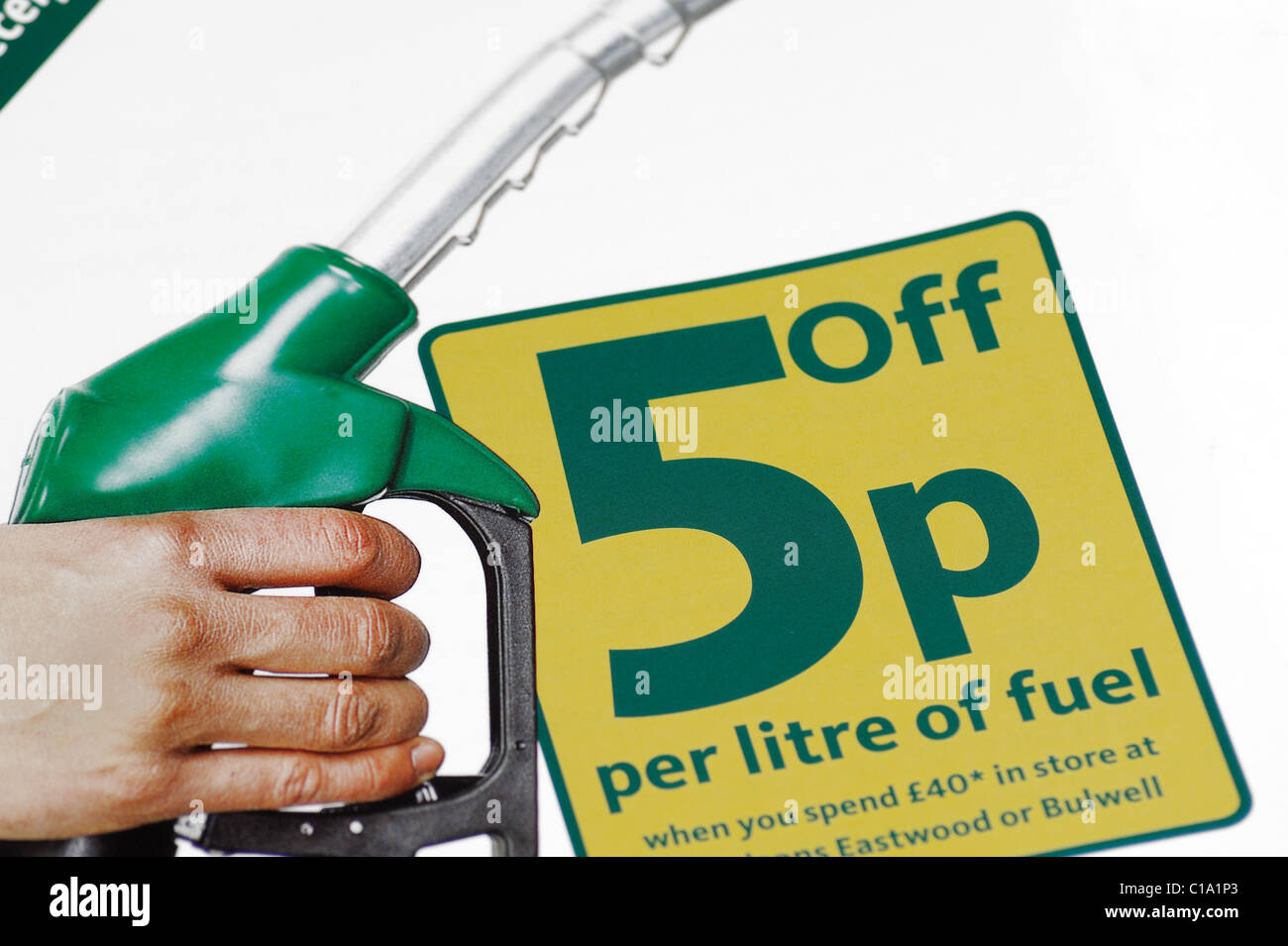 petrol supermarket discount voucher england uk Stock Photo