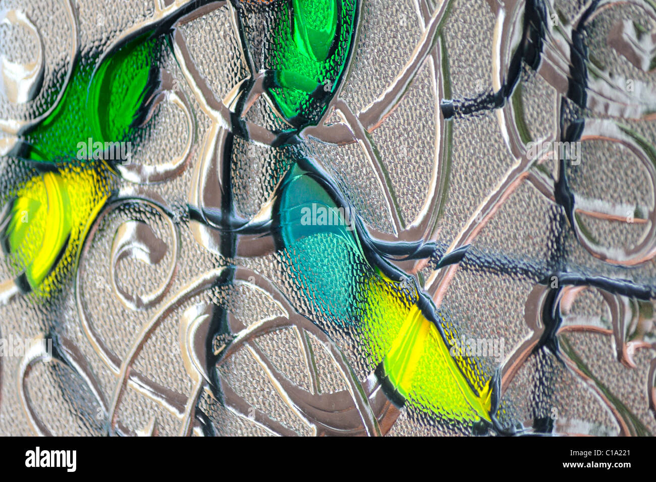 stained glass door window england uk Stock Photo