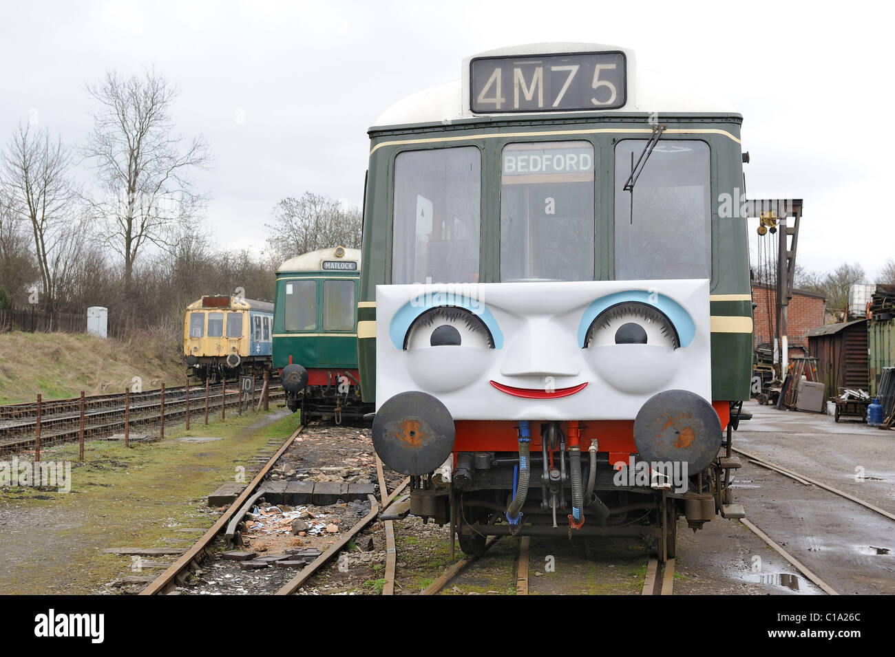 diesel multiple unit with thomas the tank face Stock Photo