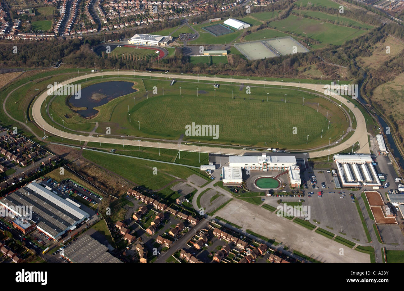 Aerial view of Wolverhampton Racecourse Stock Photo Alamy