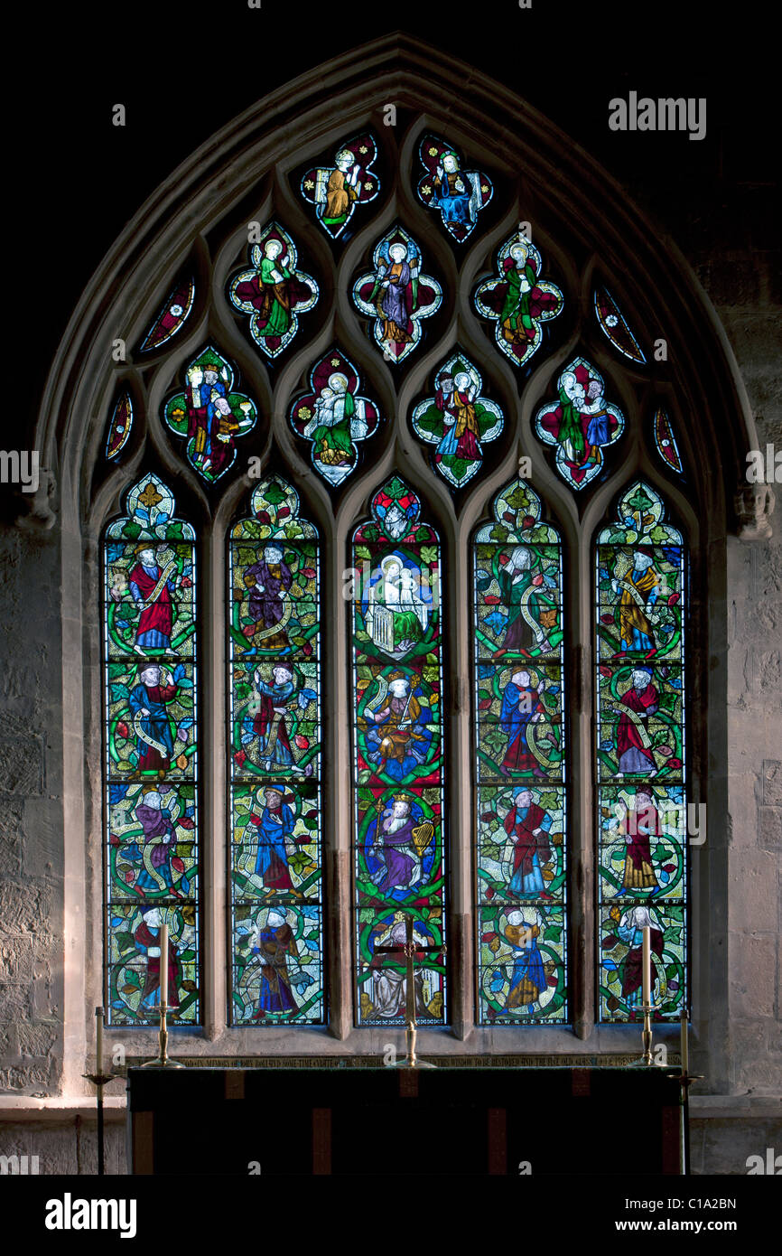 The Jesse Window stained glass window at St Mary's Church, Morpeth, Northumberland Stock