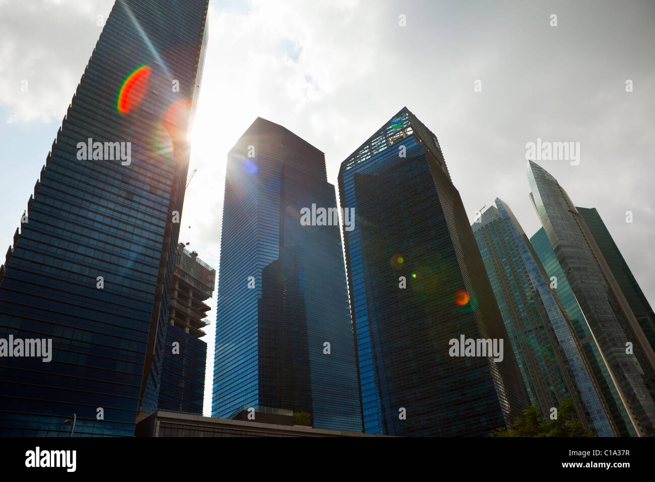 Modern skyscrapers at Collyer Quay, in the Raffles Place financial district, Singapore Stock Photo