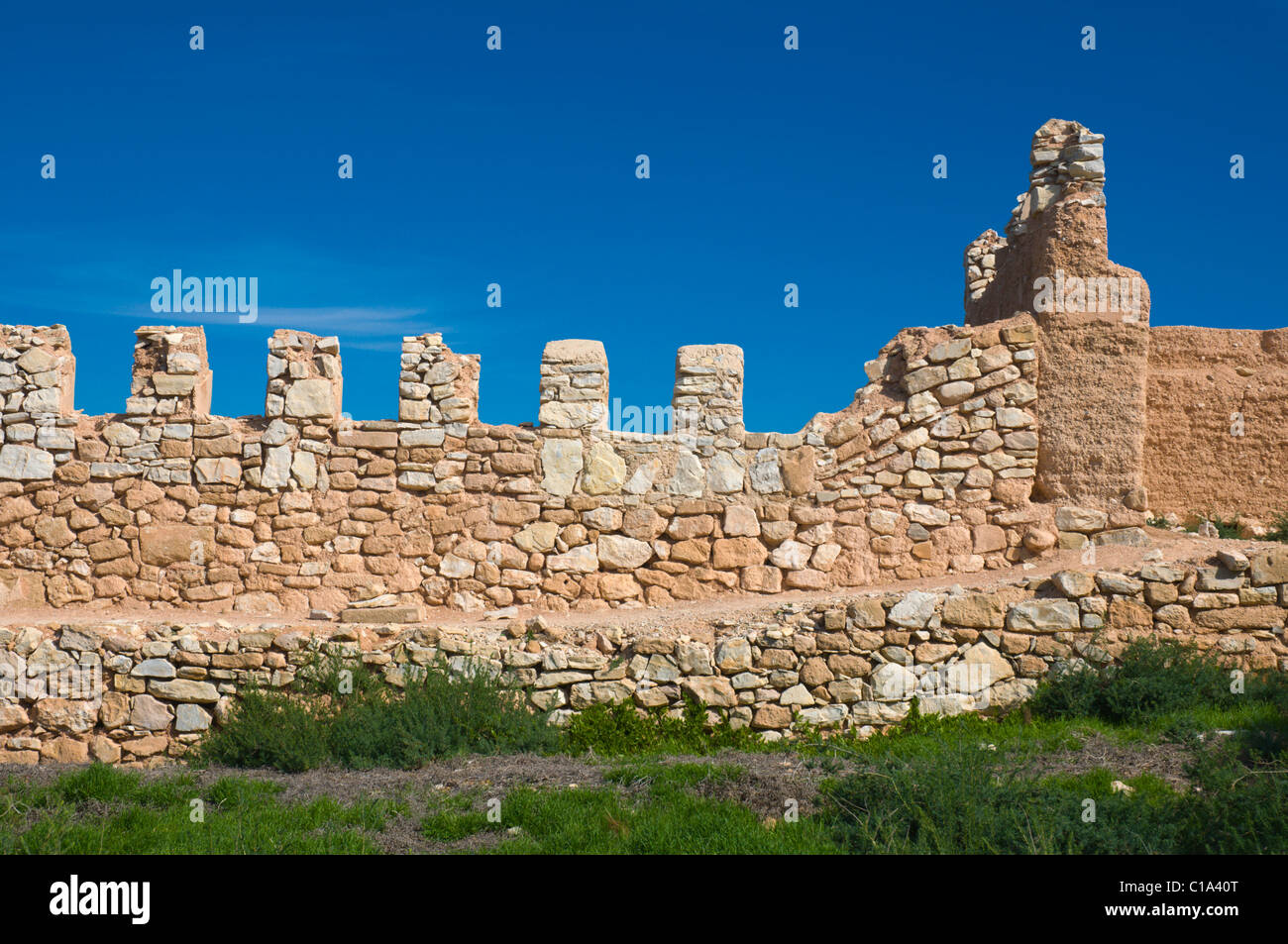 Remaining walls of Kasbah hilltop ruins Agadir the Souss southern Morocco Africa Stock Photo