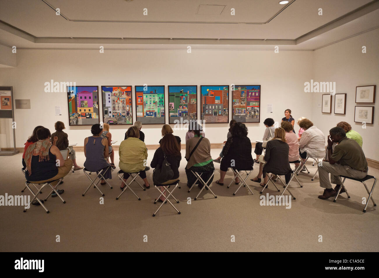 Art appreciation/drawing class at Metropolitan Museum of Art in New York City (NR). Stock Photo