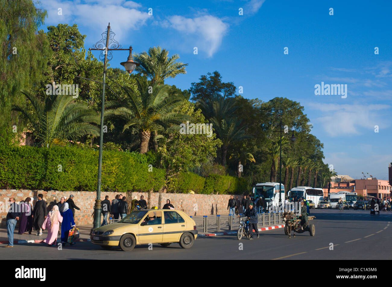 Traffic at Place de Foucauld square Marrakesh central Morocco Africa Stock Photo