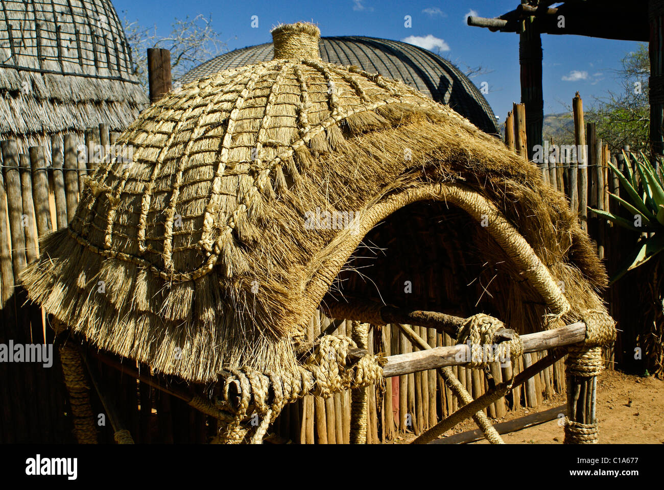 Traditional storage hut, Shakaland, South Africa Stock Photo