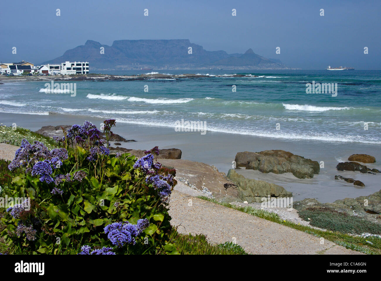 Table Mountain and Blouberg Strand, Cape Town, South Africa Stock Photo