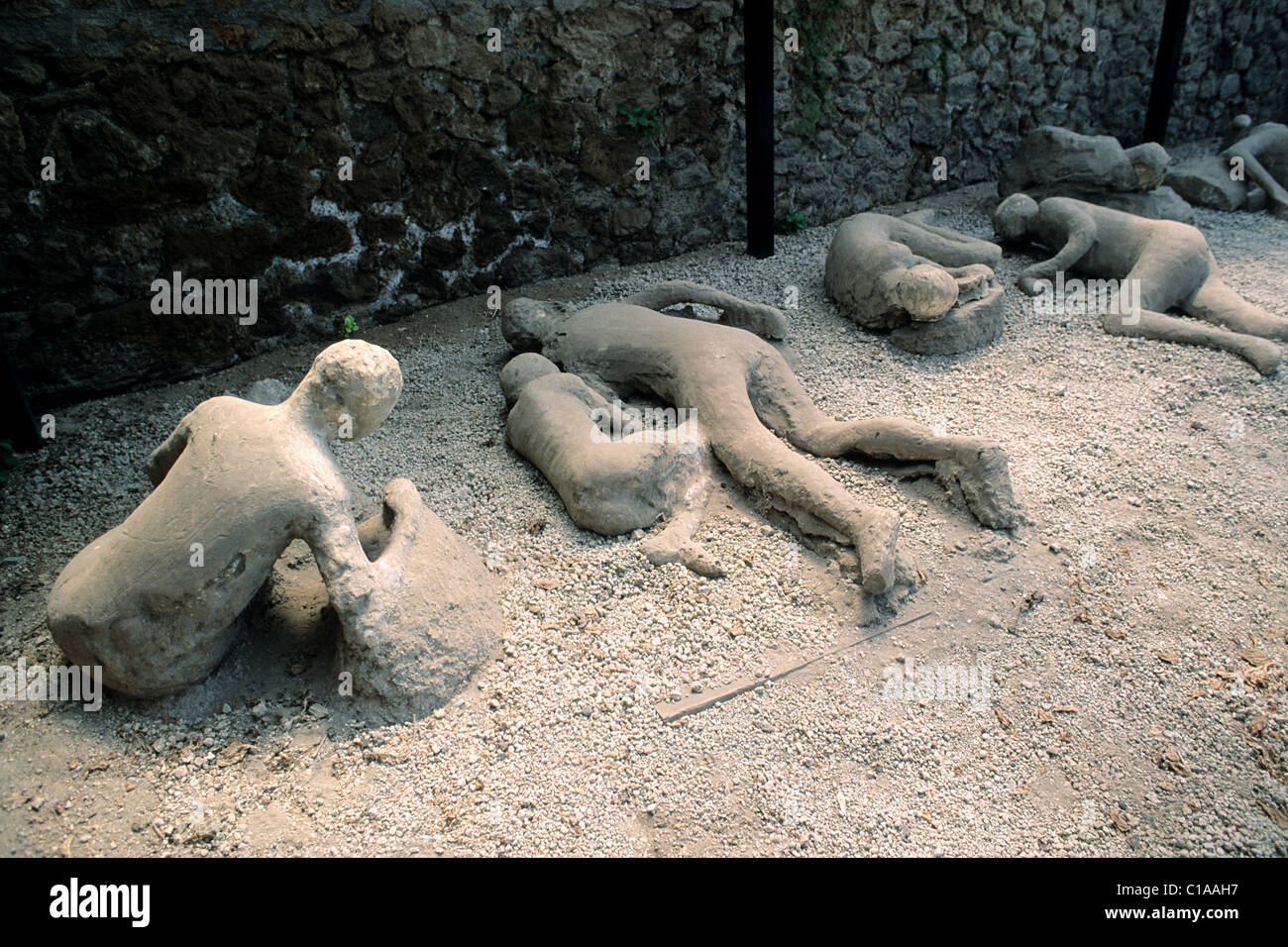 Italy, Campanie, Pompei Mouldings of prints of victims garden of the fuyards Stock Photo