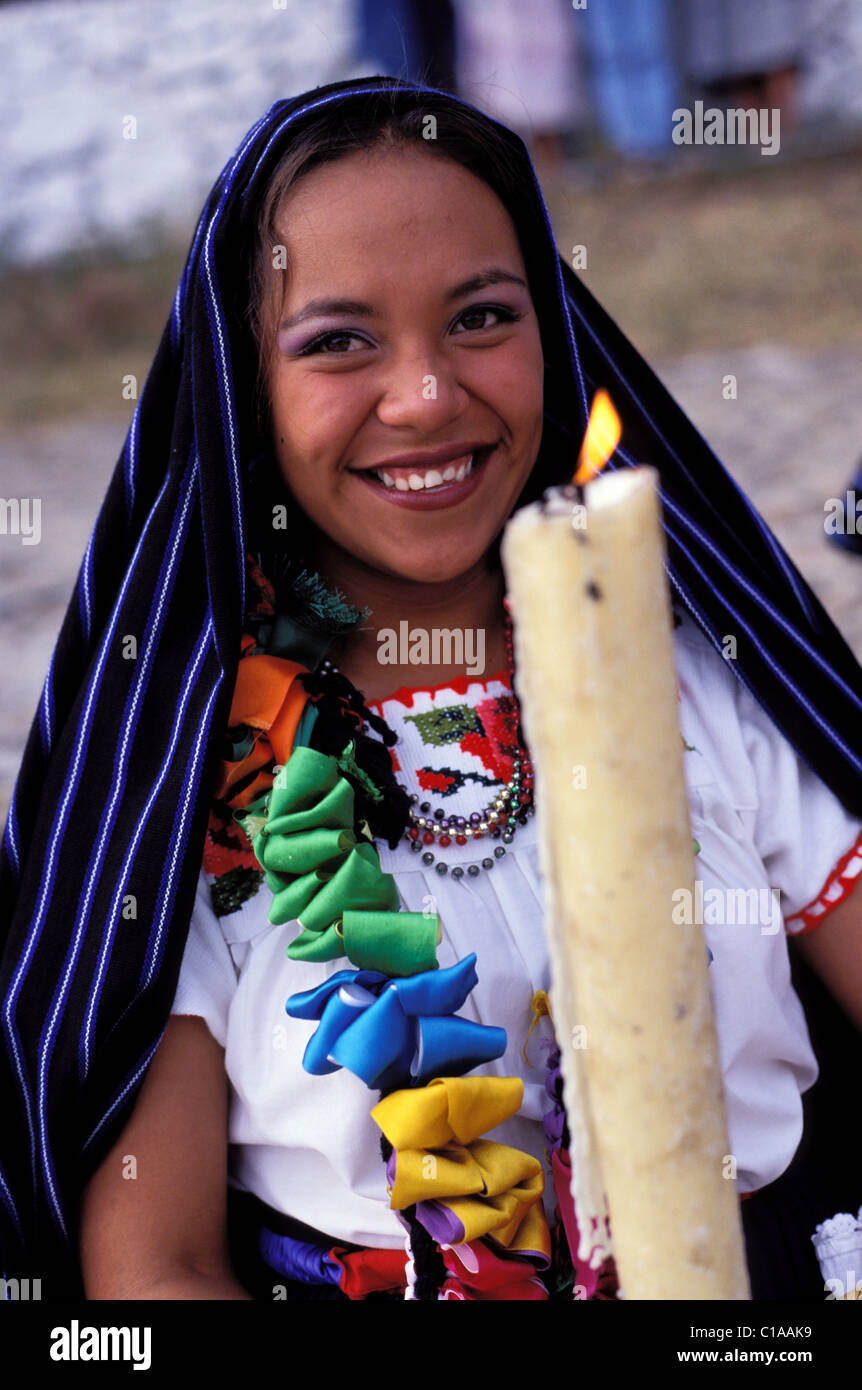 Mexico, Michoacan State, Yunuen Island, american indian Purepecha woman