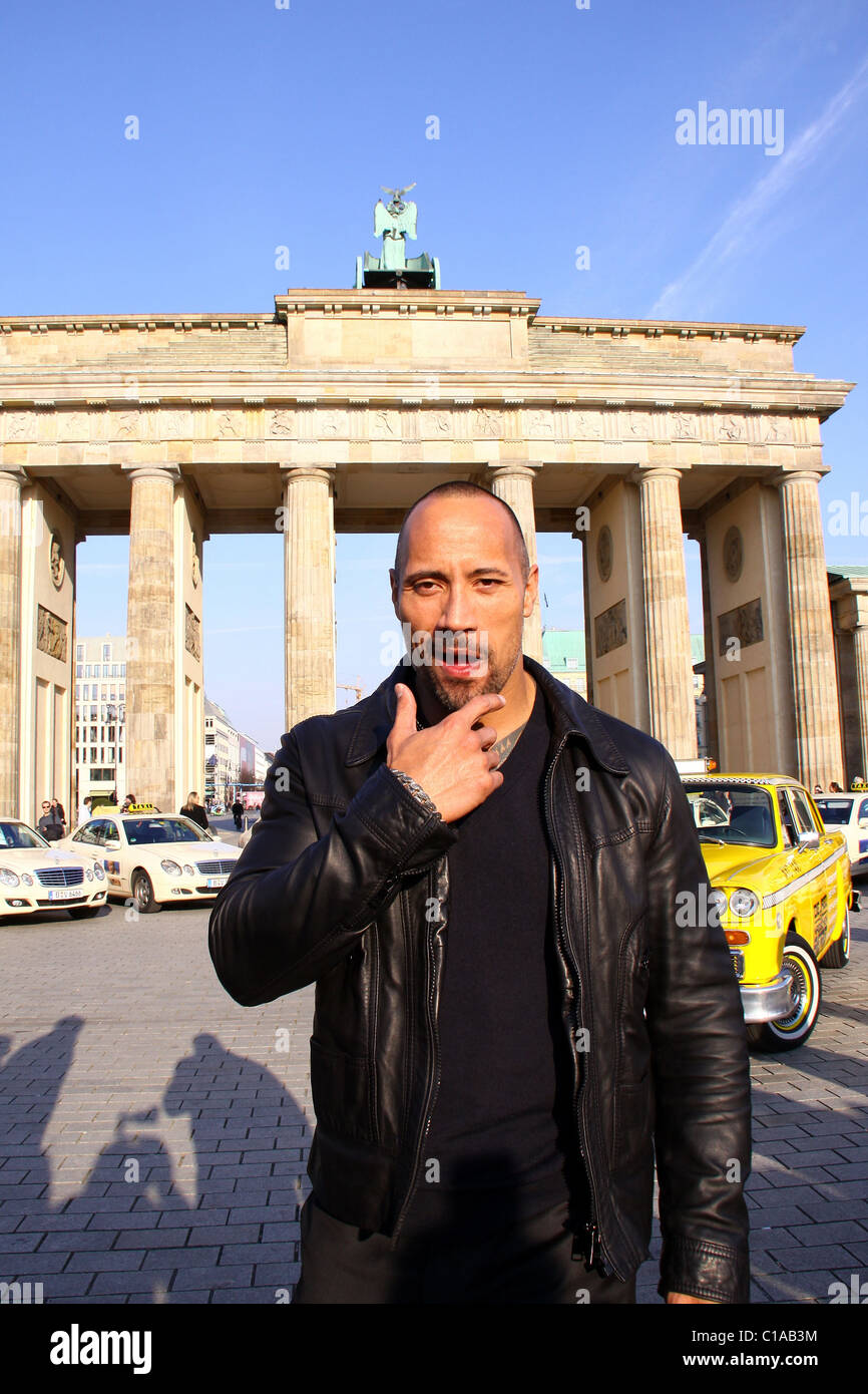 Dwayne Johnson Photocall for the movie 'Race To Witch Mountain' ('Die Jagd zum magischen Berg') at Brandenburg Gate Berlin, Stock Photo