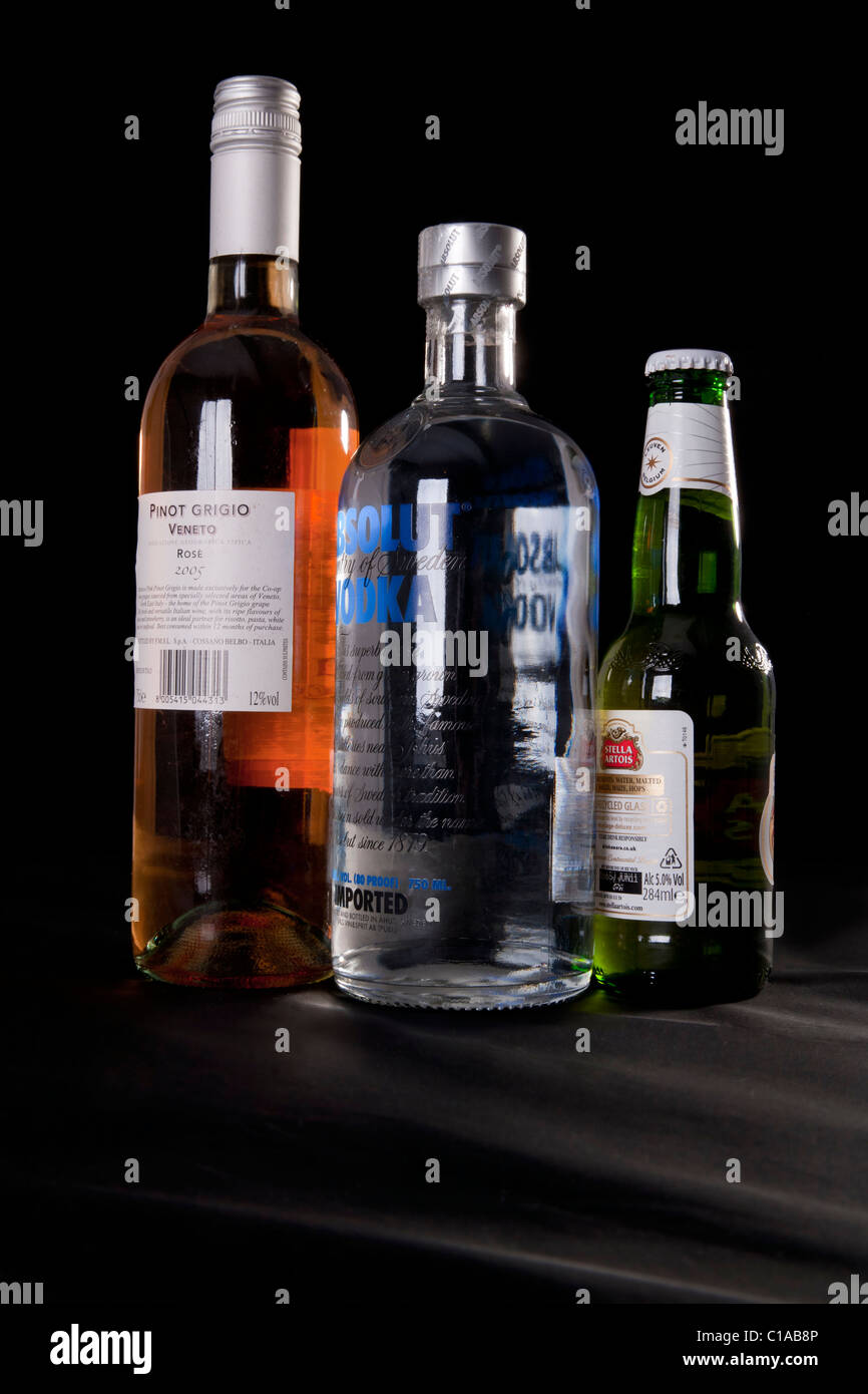 Lager Wine Vodka with Alcohol Content Showing on Label Stock Photo Alamy