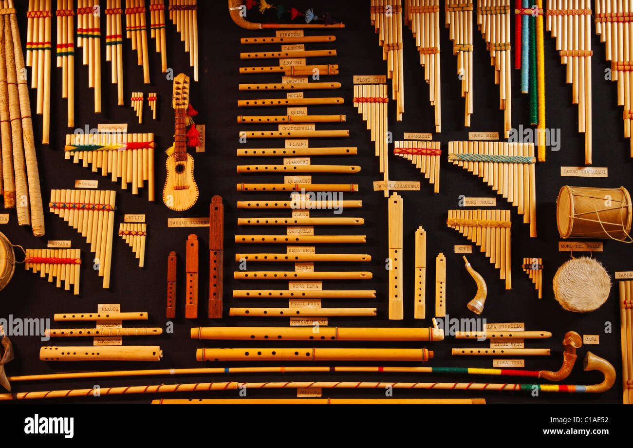 Pan Pipes collection in museum Stock Photo Alamy