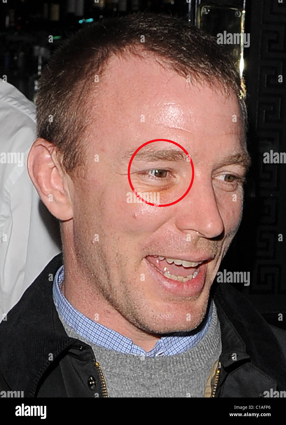 Guy Ritchie Face Guy Ritchie leaving his Punchbowl pub in Mayfair at 1am, with a big ...
