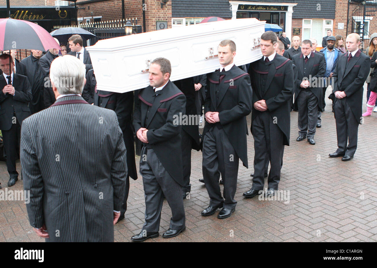 Pall bearers carry the coffin The funeral of Jade Goody London, England