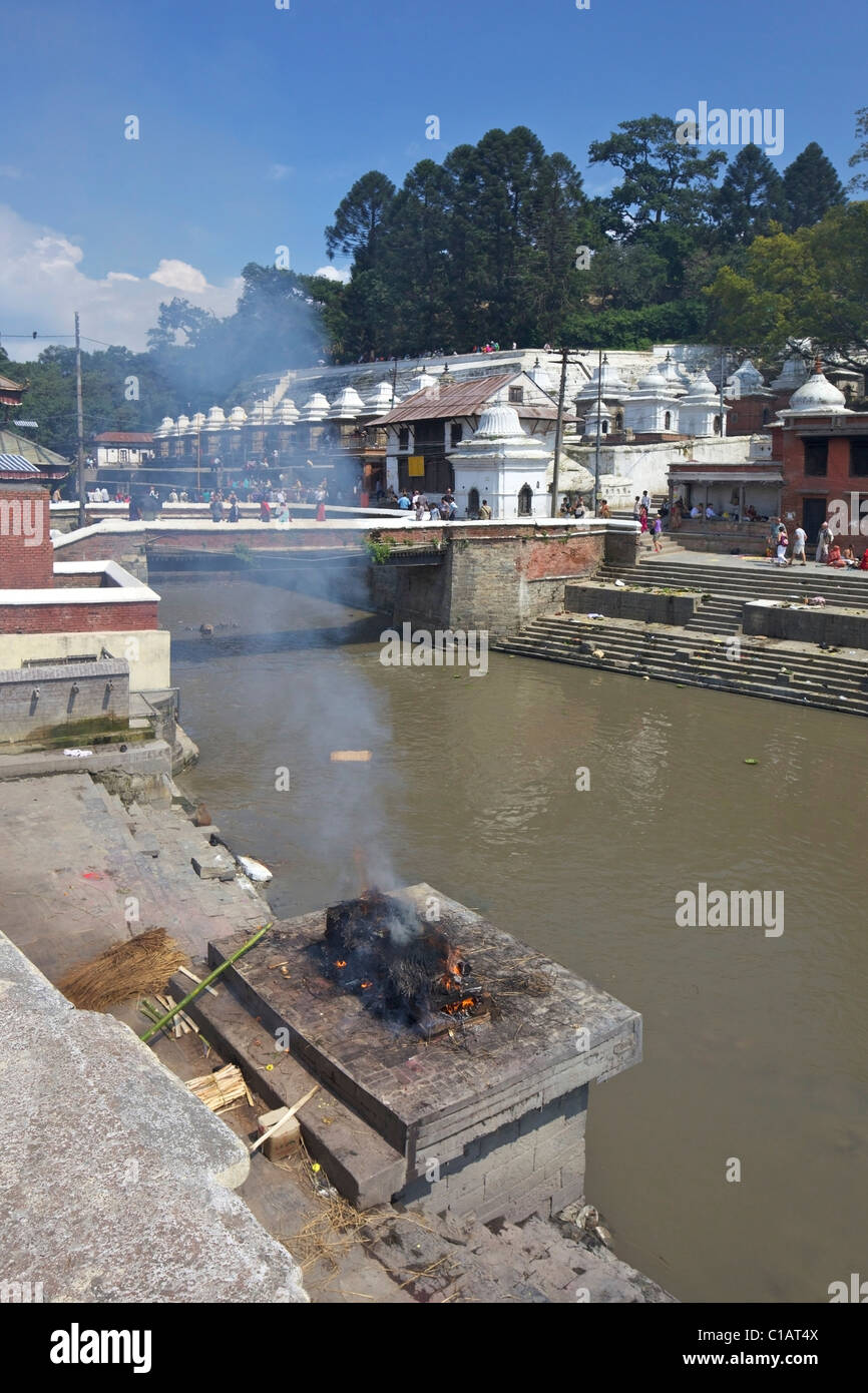 Pashupatinath Cremation site on the Bagmati river, Kathmandu, Nepal, Asia Stock Photo