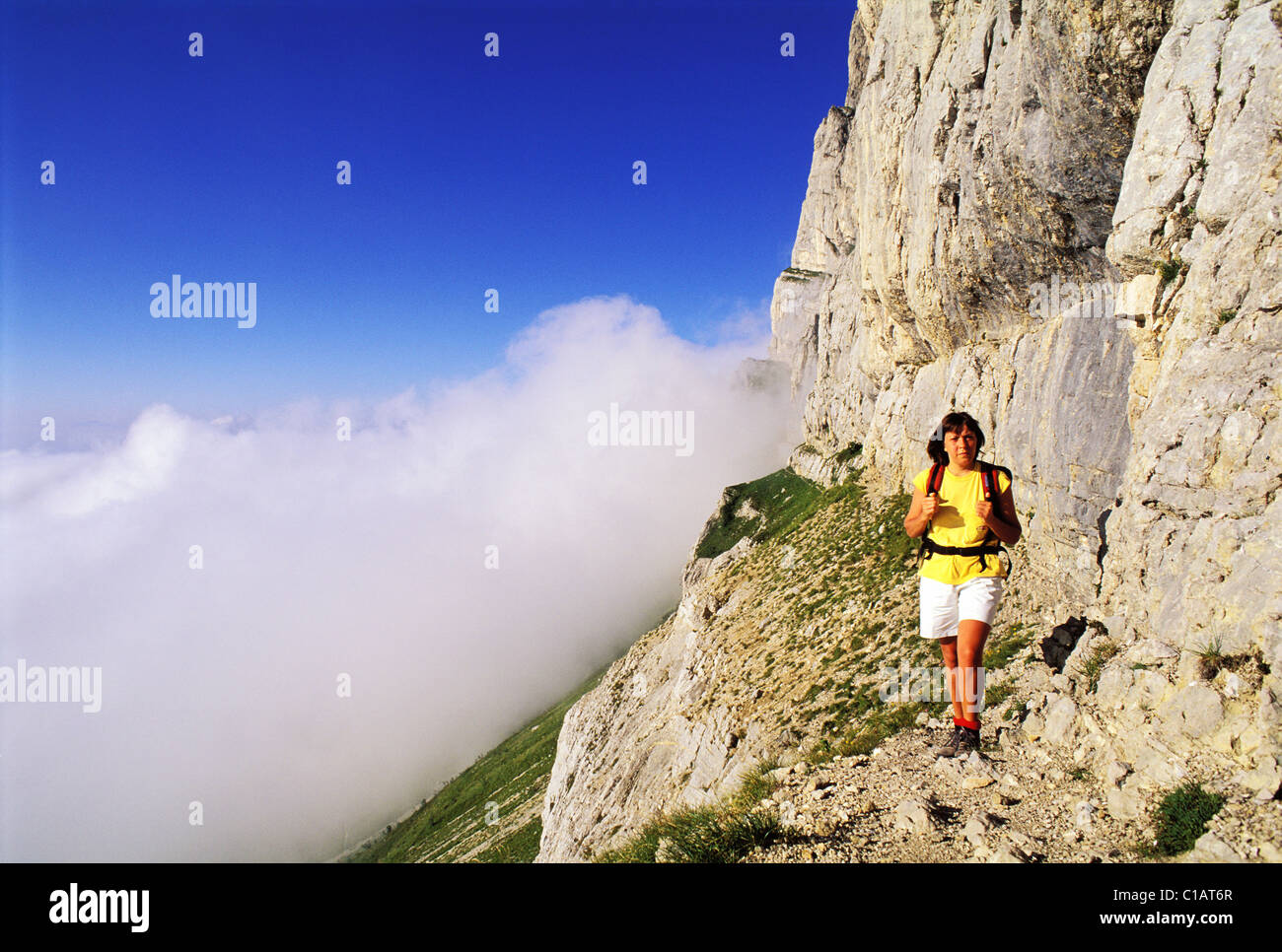 France, Isere, hike to the Rocher des Deux Soeurs in the Vercors natural regional park Stock Photo