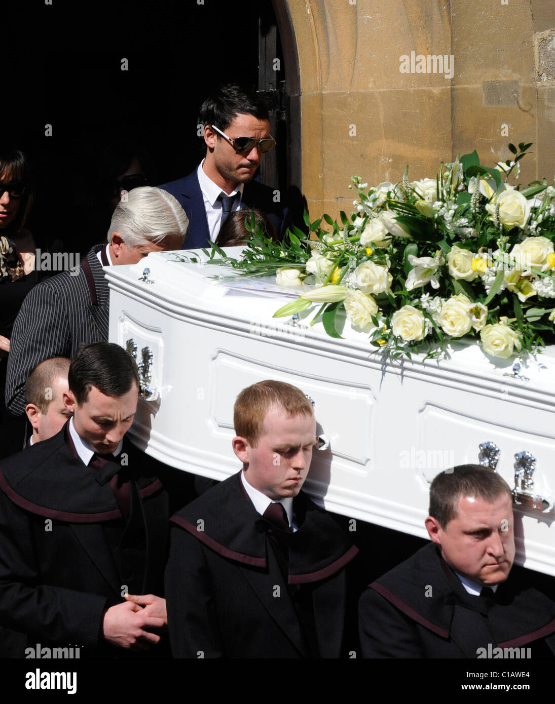 Jade Goody's Widower, Jack Tweed appears to be wearing his wedding suit Funeral ceremony for Jade Goody held at St. John the Stock Photo