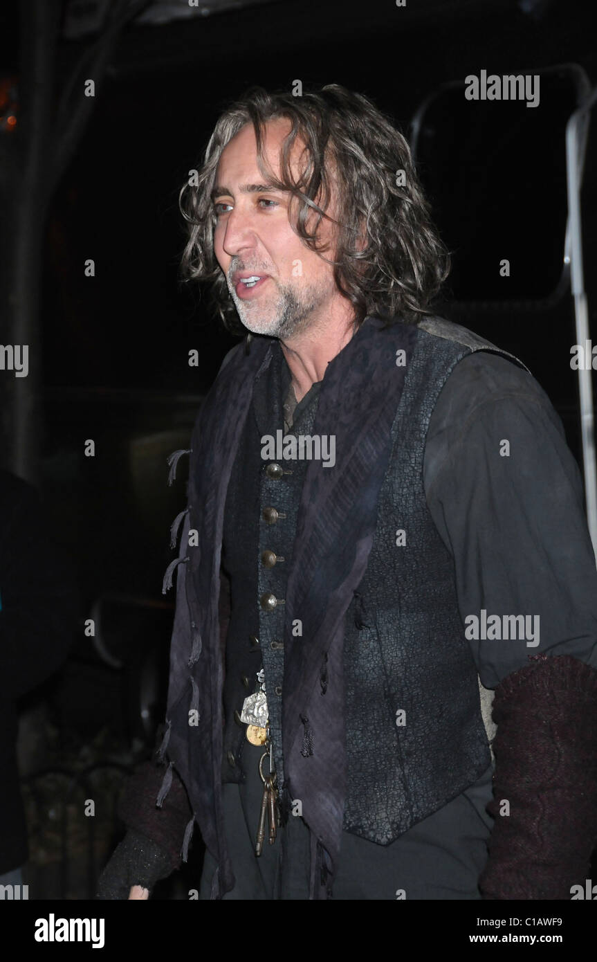 Nicolas Cage on the set of 'The Sorcerer's Apprentice' New York City