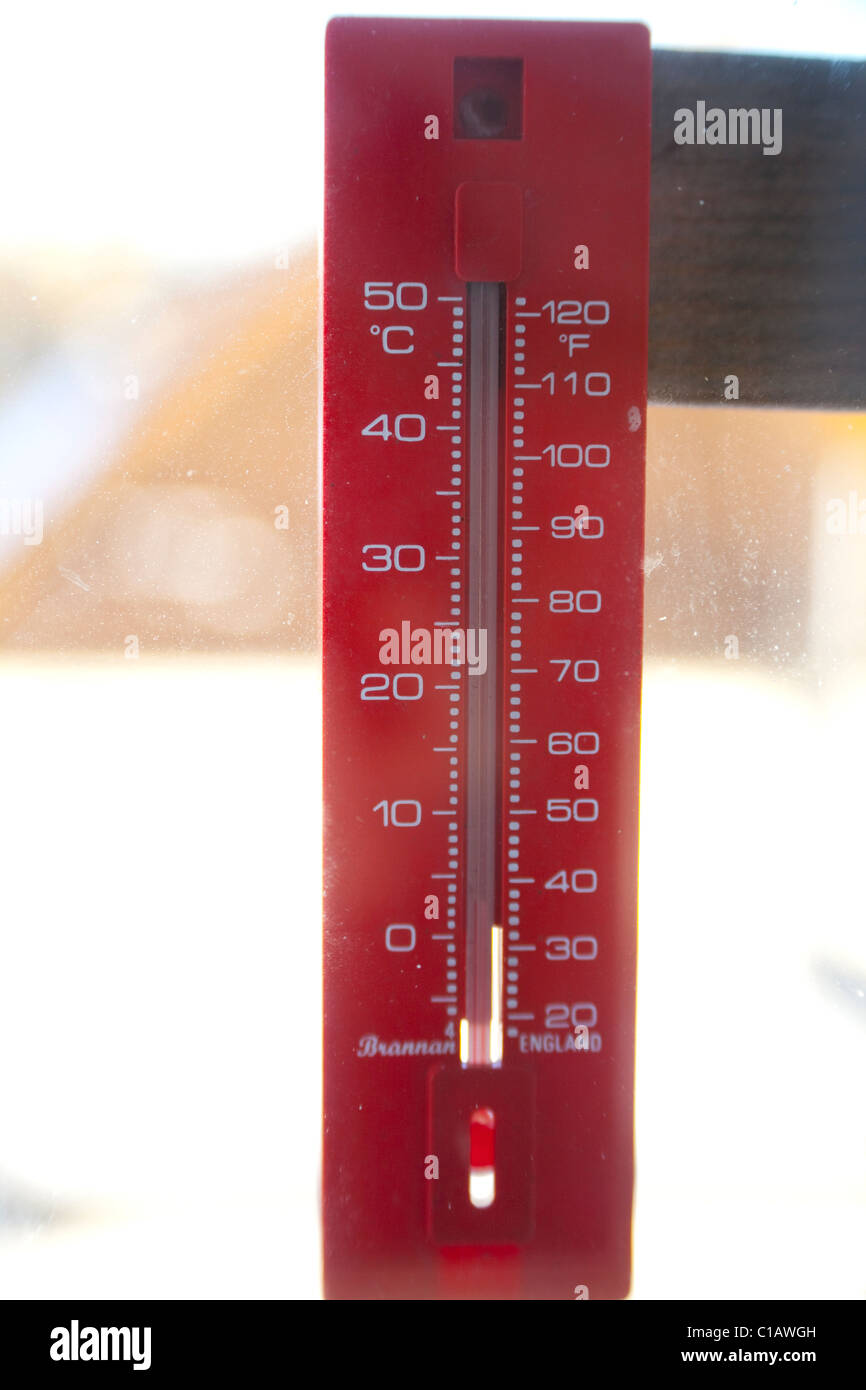 Thermometer Showing Temperature In Both Fahrenheit And Centigrade Stock Photo Alamy