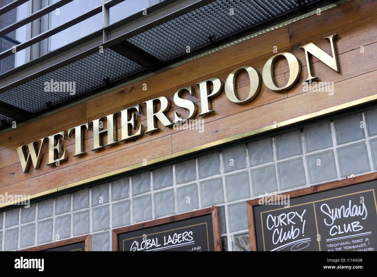 Witherspoon signage relating to their public house in Wilton Road, Victoria, London. Stock Photo