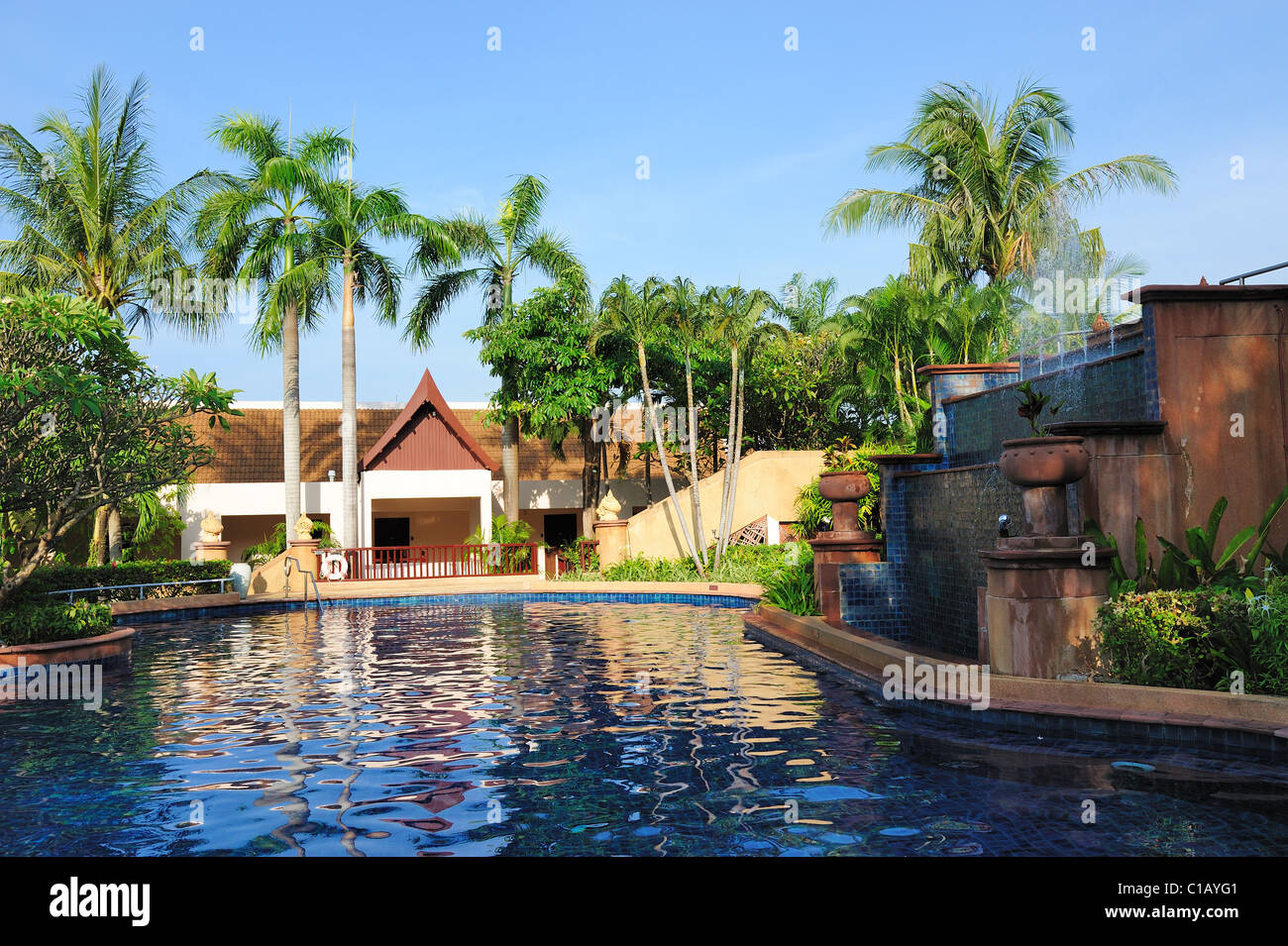 Swimming pool in the hotel in Phuket Island, Thailand Stock Photo
