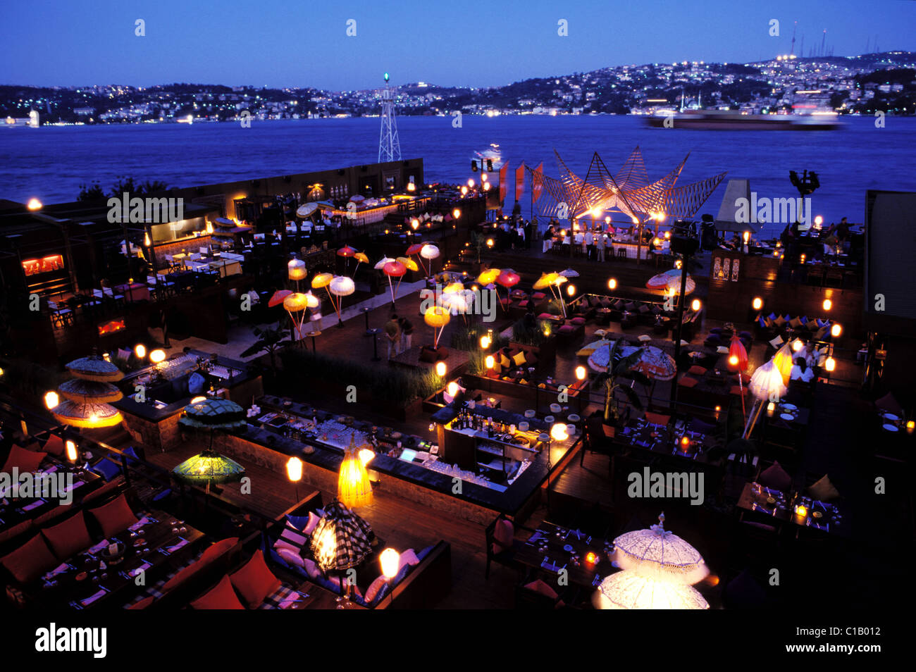 Turkey, Istanbul, China White, huge and posh open-air nightclub at the foot  of the Bosphorus Bridge Stock Photo - Alamy