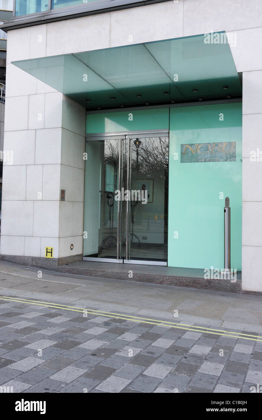 The main entrance of Nobu Restaurant in Old Park Lane, London. Stock Photo