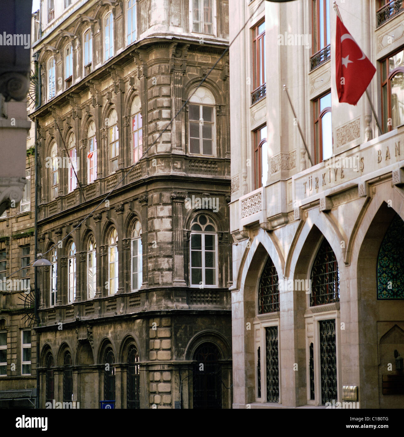 The architecture and buildings in Galata in Istanbul in Turkey in Middle East Asia. Building History Grand Traditional Style Finance Travel Stock Photo