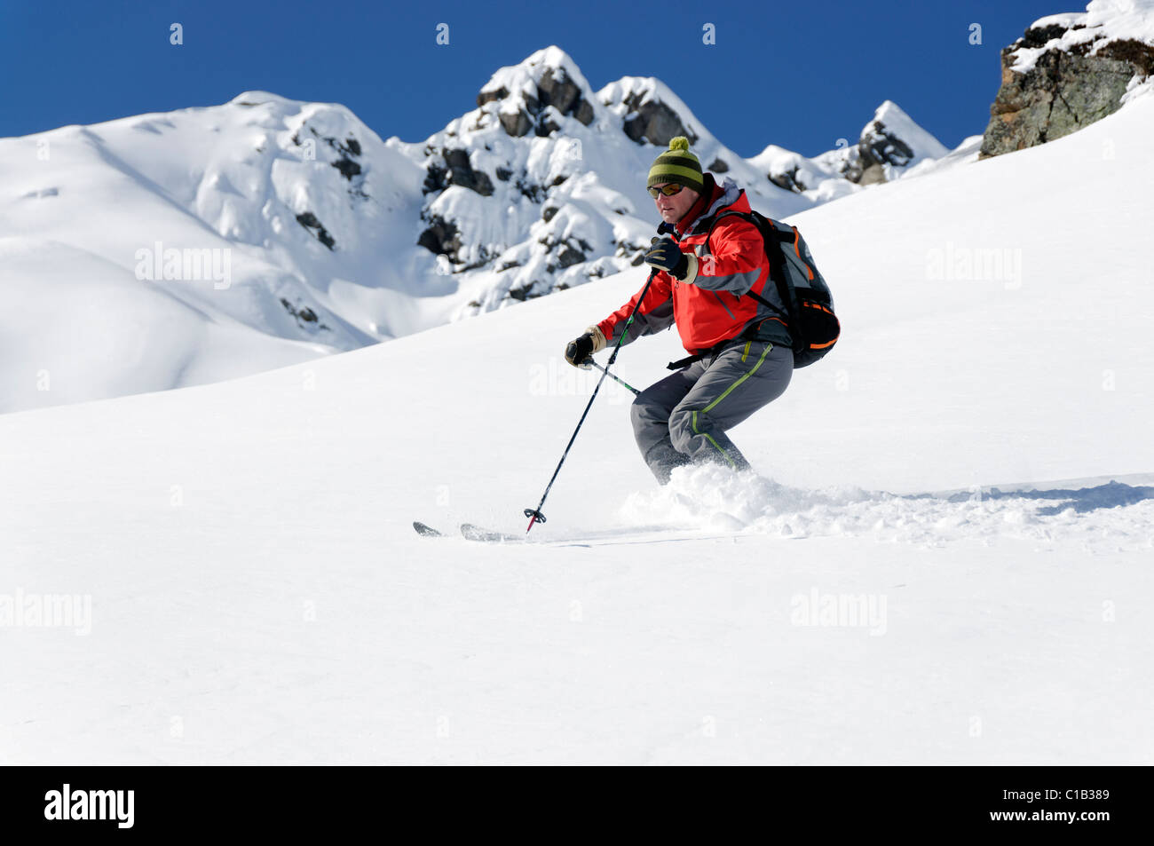 Fantastic off - piste skiing near Galtur, Austria Stock Photo