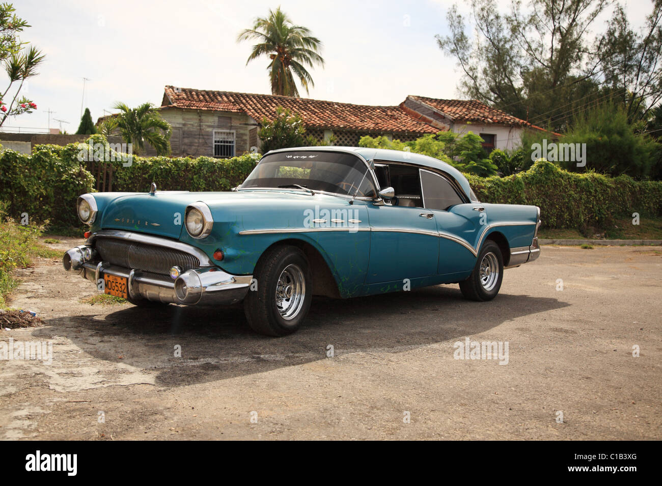 Old blue Buick car in Cuba Stock Photo