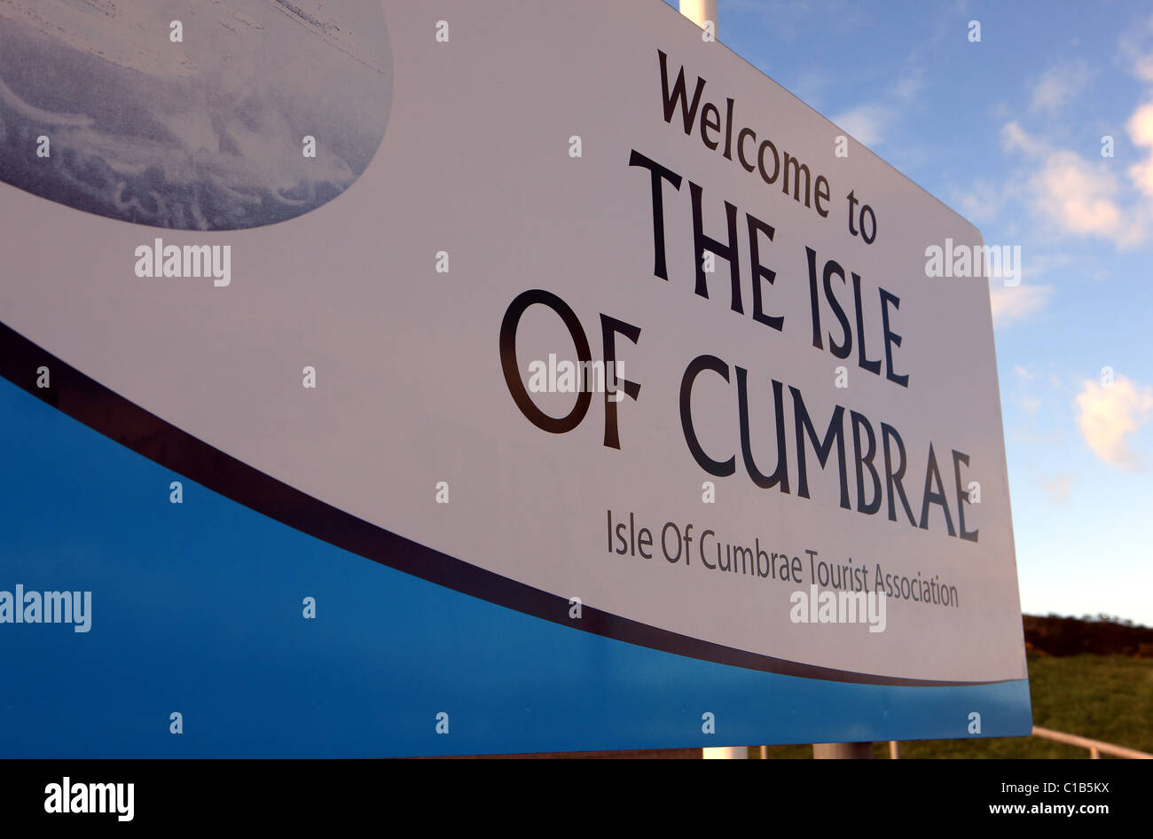 Welcome to the Isle of Cumbrae sign Stock Photo