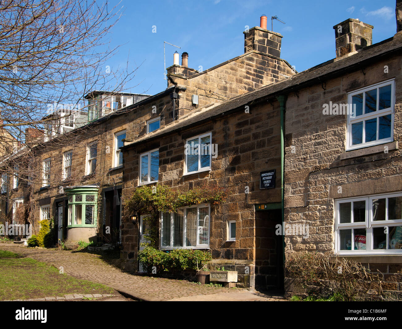 Traditional stone built cottages in North End Osmotherley North Yorkshire Stock Photo