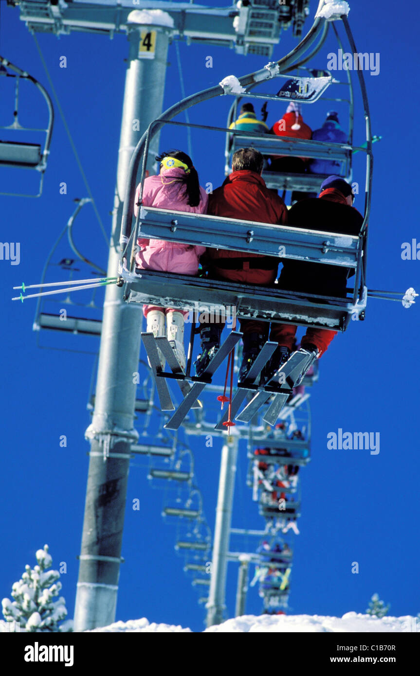 France, Savoie, Arcs, ski lift at the ski resort Stock Photo