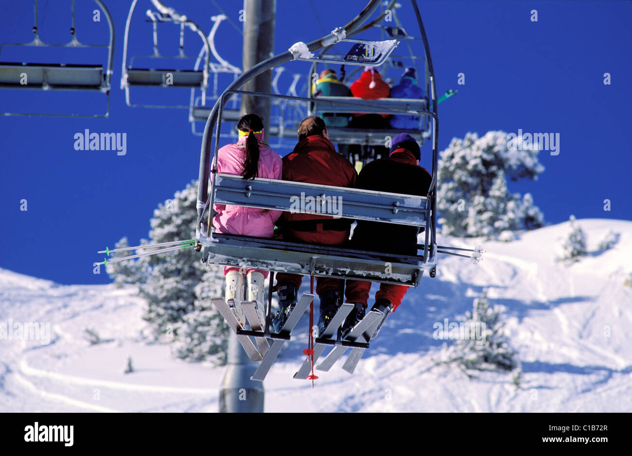 France, Savoie, Arcs, ski lift at the ski resort Stock Photo
