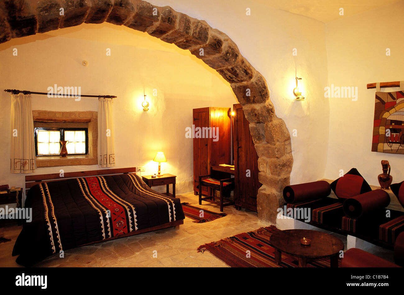 Jordan, Petra, room of the Taybet Zaman hotel (an old village ...