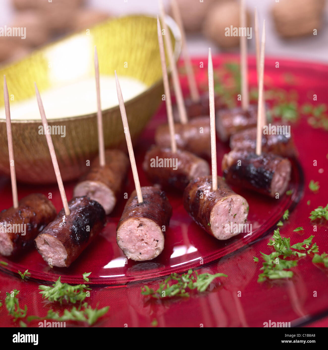 Sausage and Mash Dips Stock Photo