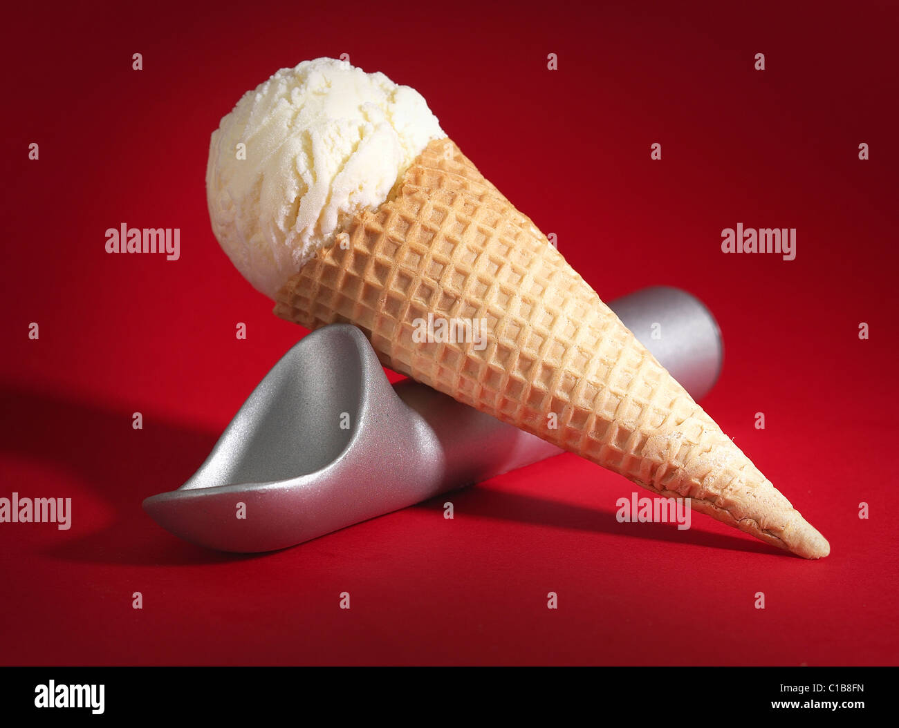 Vanilla Ice cream cone Stock Photo Alamy