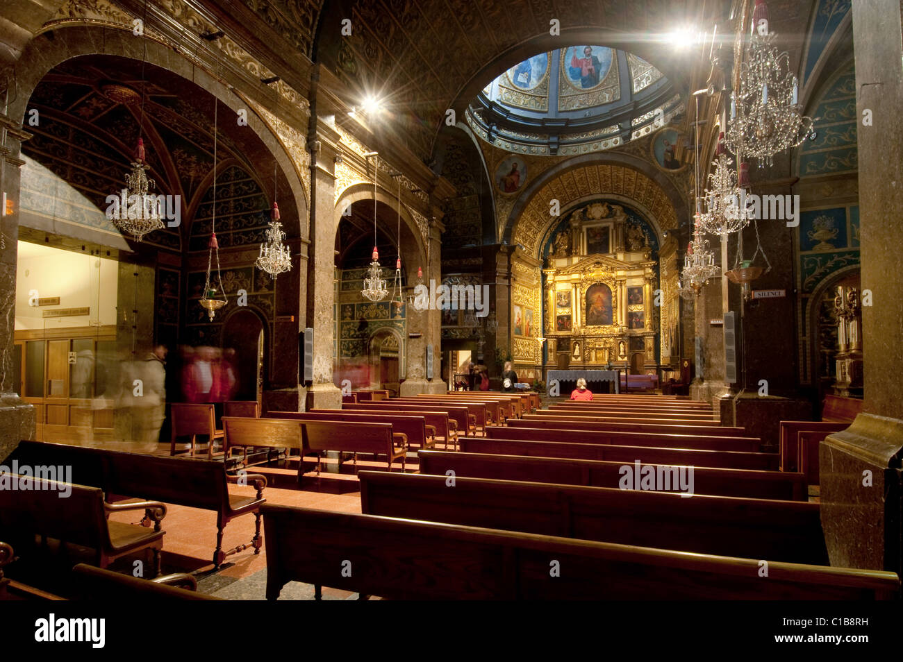 Interior of church at Monastery of Our Lady of Lluc, Mallorca, Spain Stock Photo