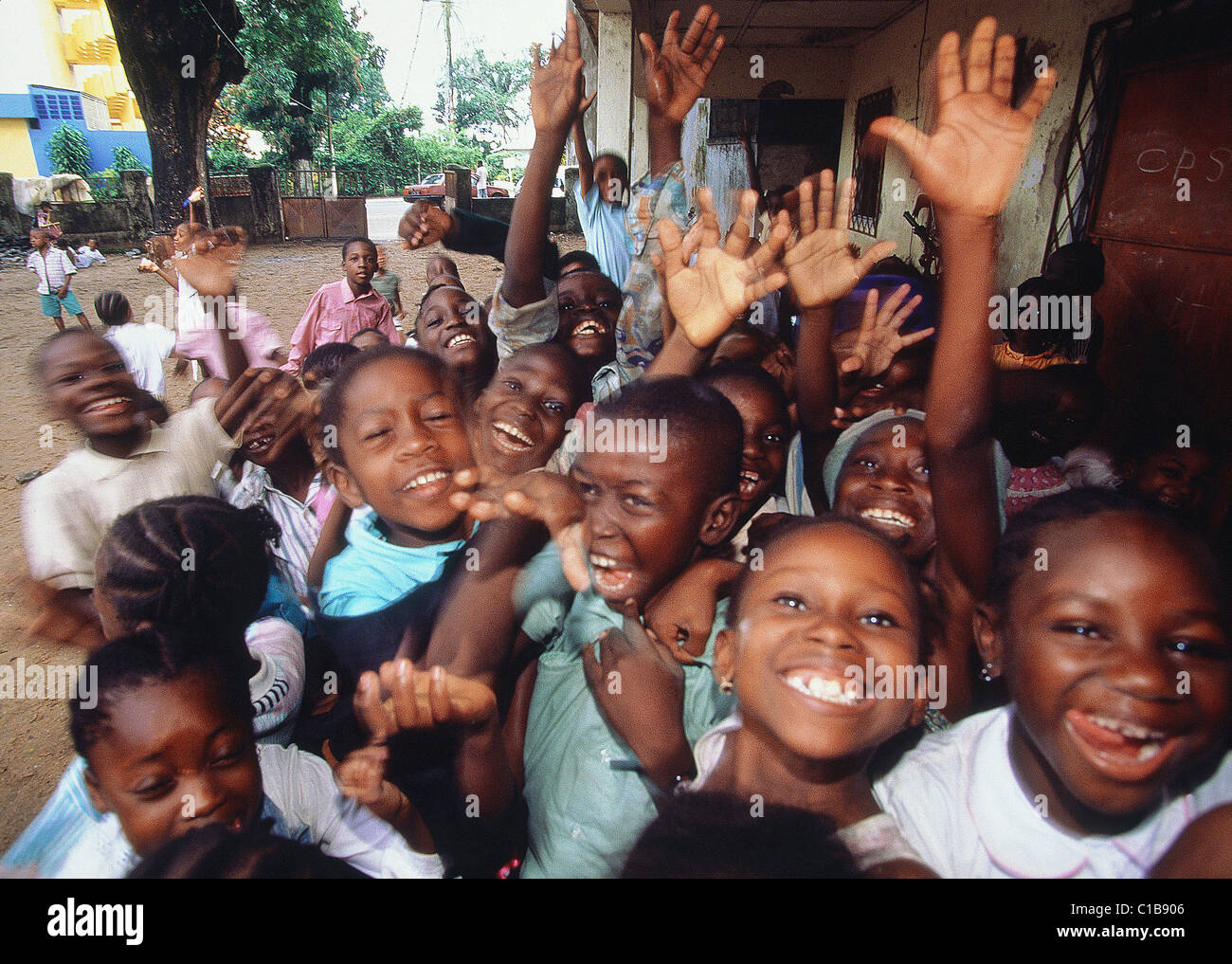 Cameroon, Douala city, schoolboys Stock Photo