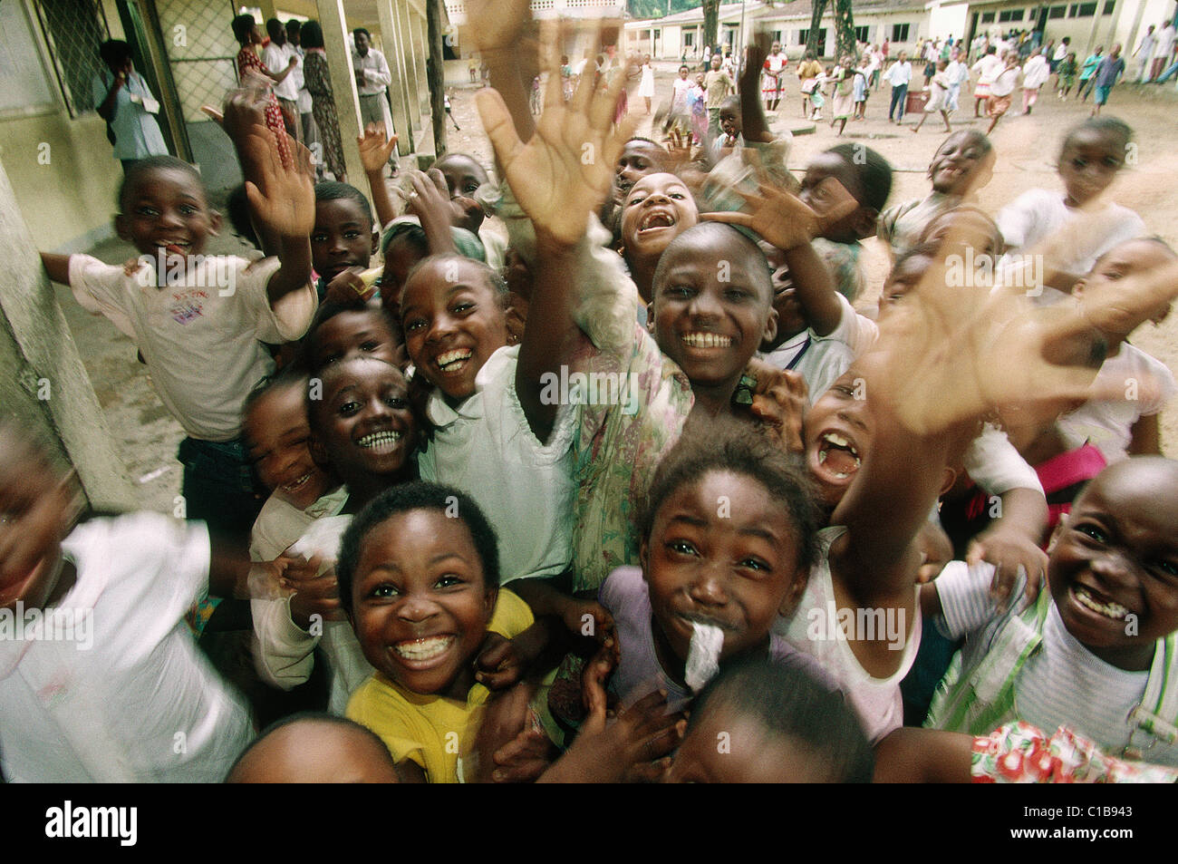 Cameroon, Douala city, schoolboys Stock Photo
