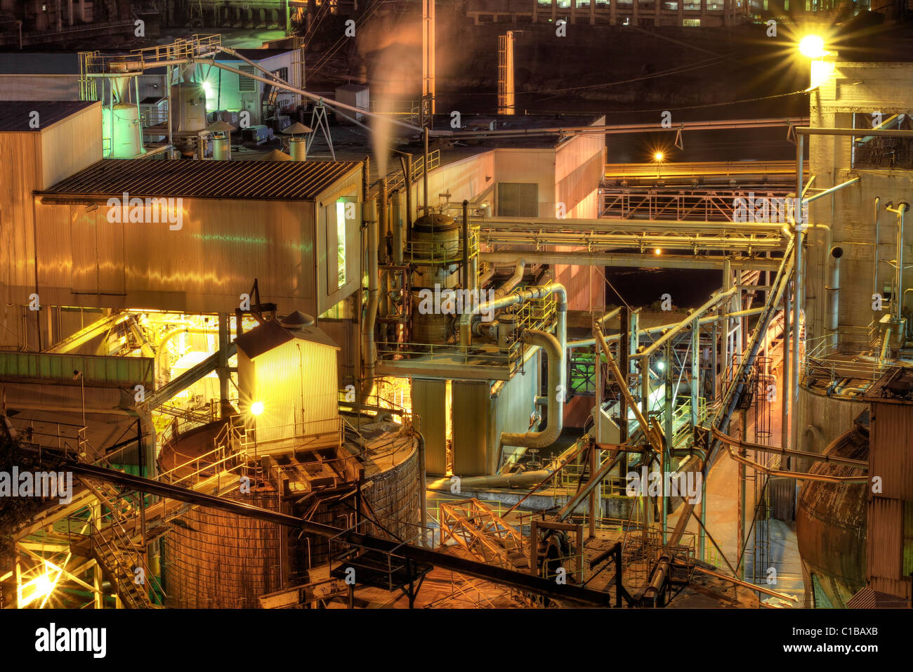 Lumber Paper Mill in Oregon City at Night Stock Photo Alamy