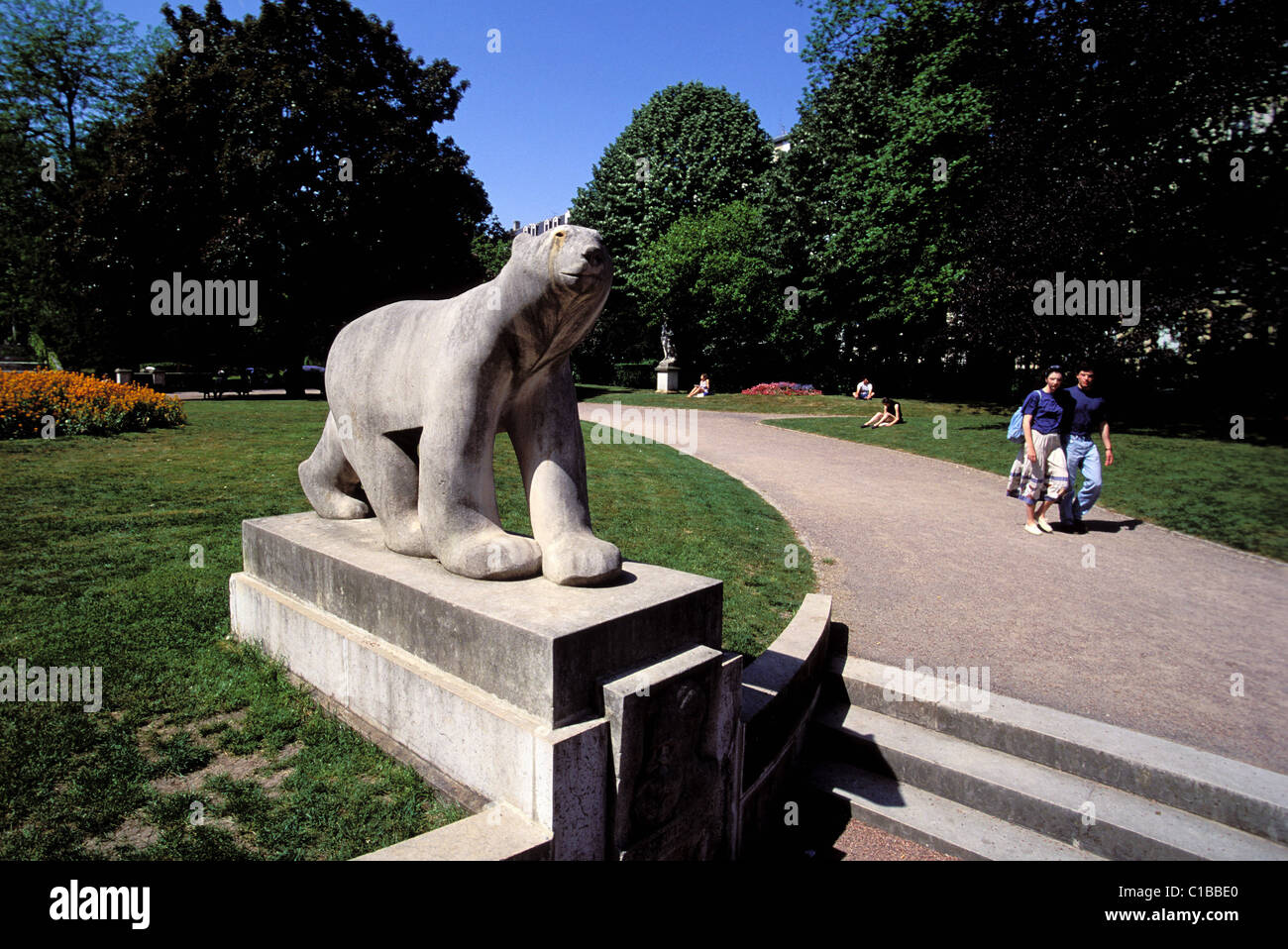 France, Cote d'Or, Dijon, l' Ours Blanc, oeuvre de Pompom Stock Photo