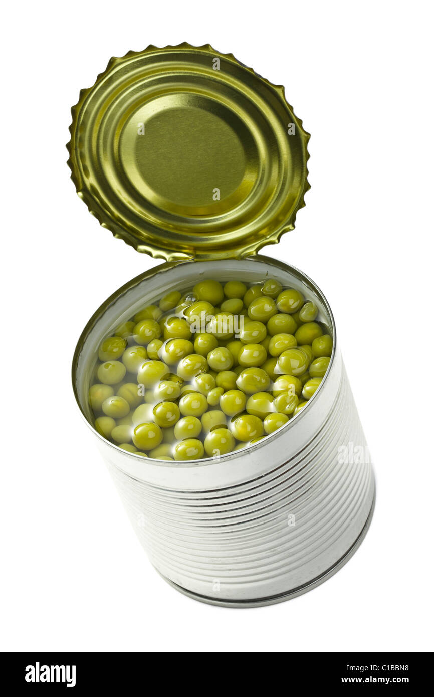 canned green peas in open tin can Stock Photo Alamy