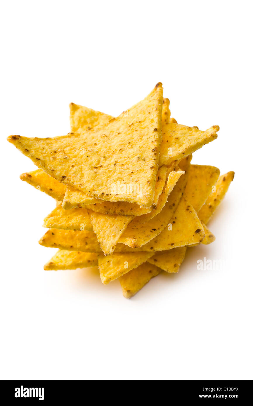 the nachos chips on white background Stock Photo