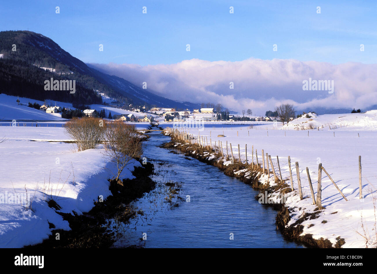 France, Isere, Lans en Vercors plateau in snow, in the Vercors natural