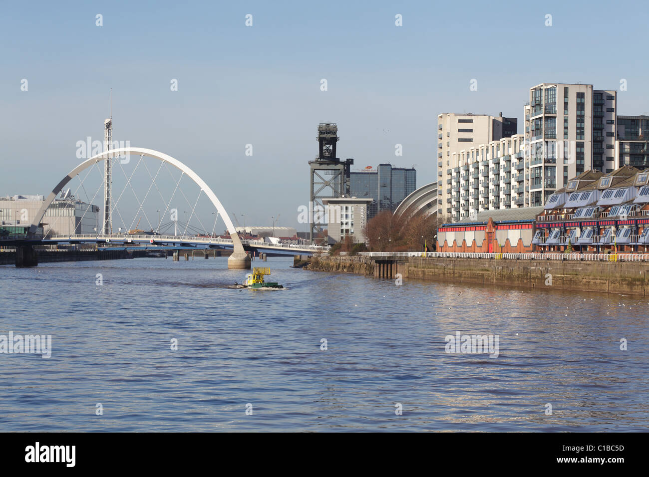 Clyde Arc bridge over the River Clyde in Glasgow, Scotland, UK Stock Photo
