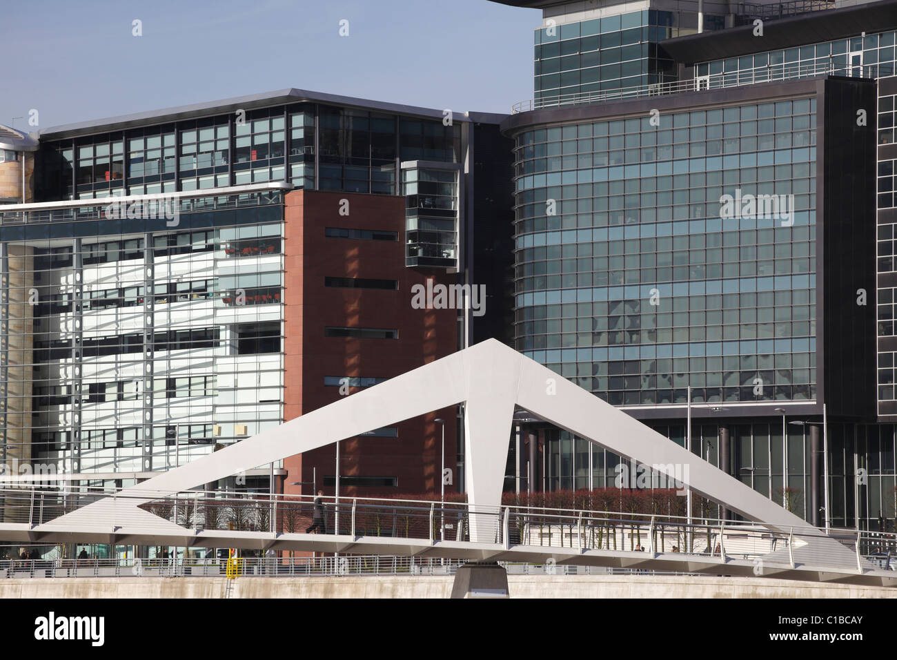 Tradeston Pedestrian and Cycle Bridge over the River Clyde, Broomielaw, Glasgow, Scotland, UK Stock Photo