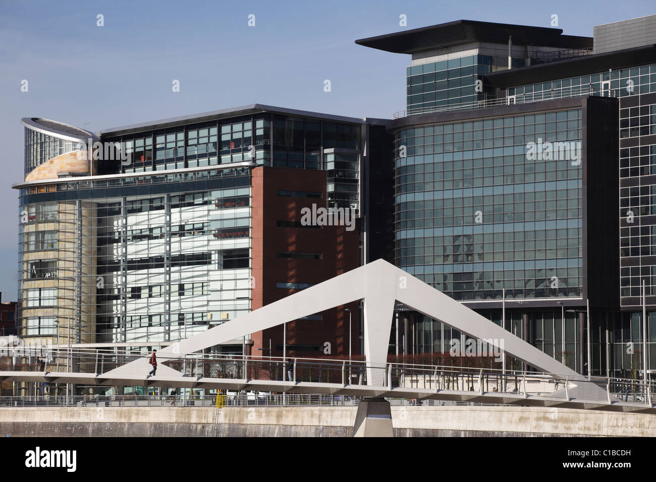 Tradeston Pedestrian and Cycle Bridge over the River Clyde, Broomielaw, Glasgow, Scotland, UK Stock Photo