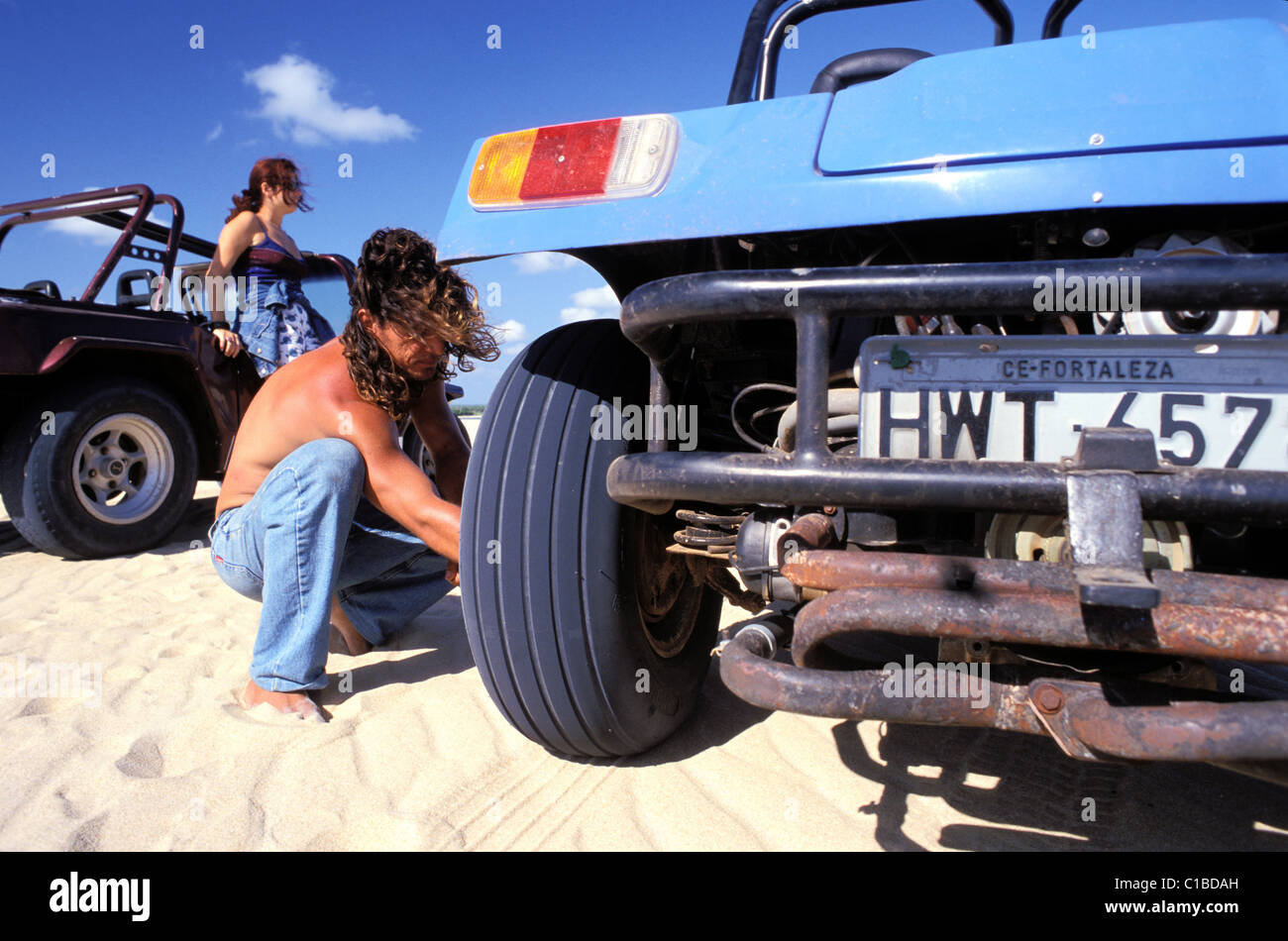 Brazil, State of Ceara, tire-fixing Stock Photo